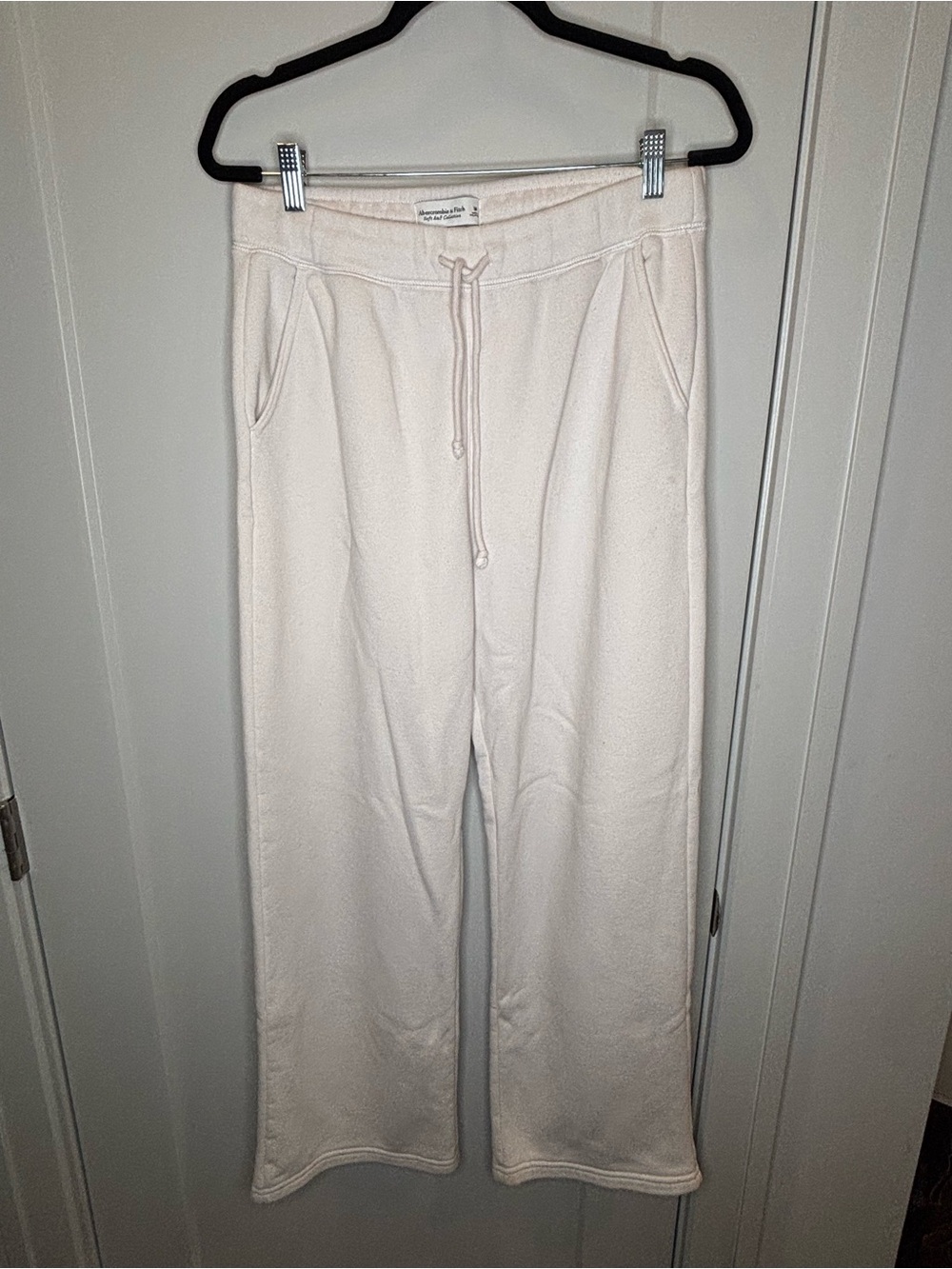 Abercrombie & Fitch Cream Wide-Leg Track Pants